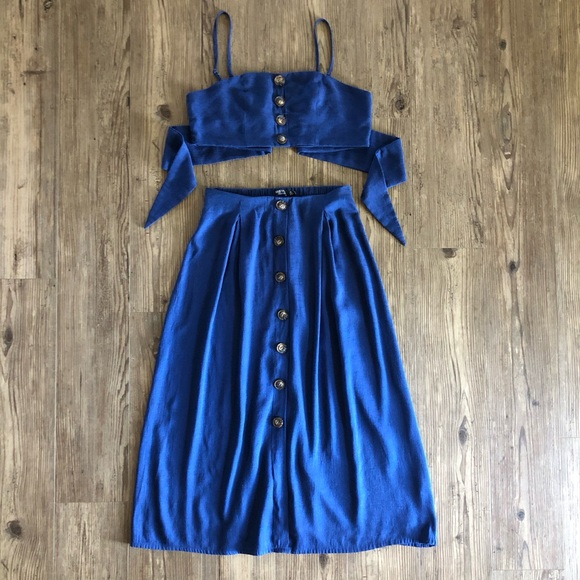 Nasty Gal Let’s Stick Together two piece midi skirt crop top set - Picture 2 of 16